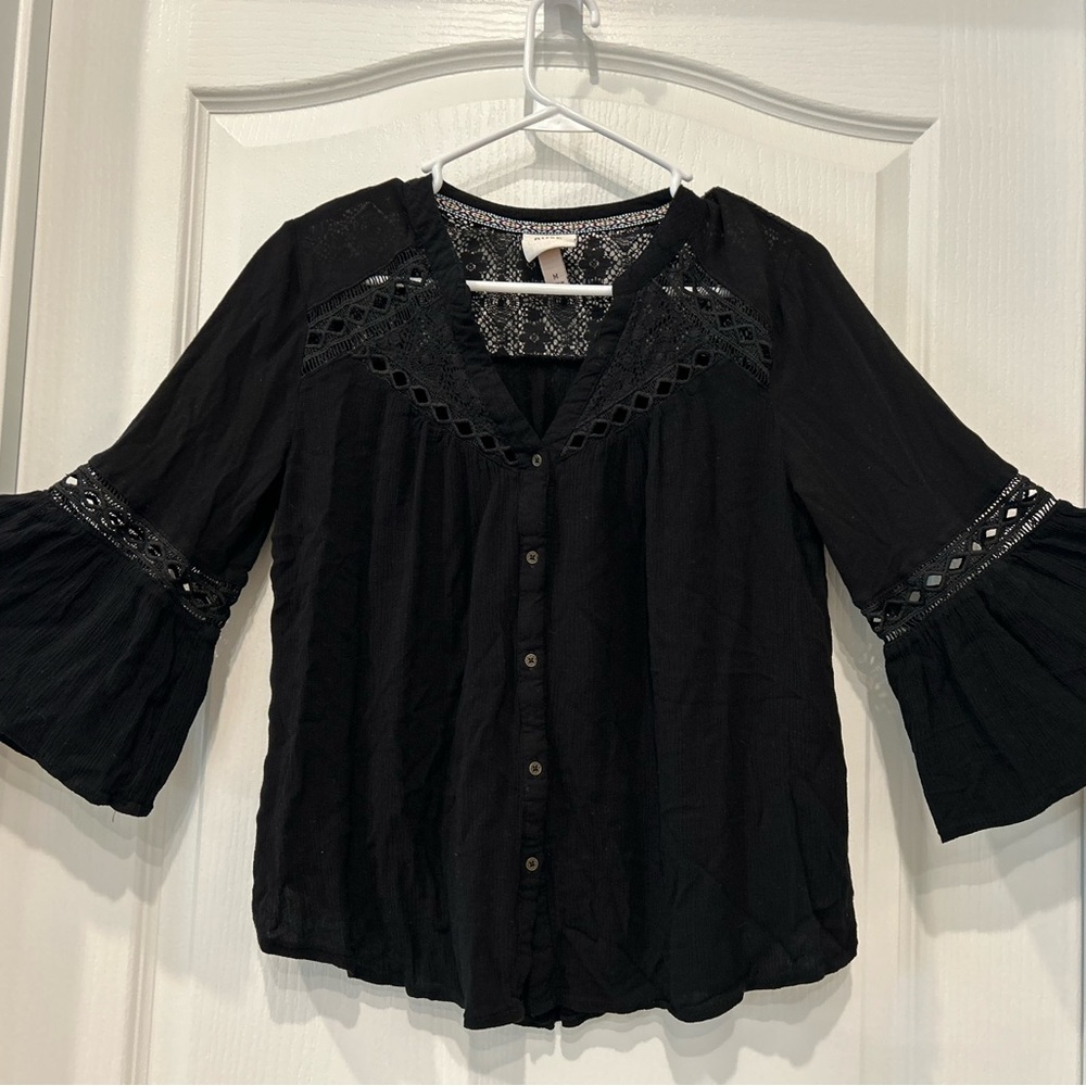 COPY - Knox Rose 3/4 sleeve black shirt